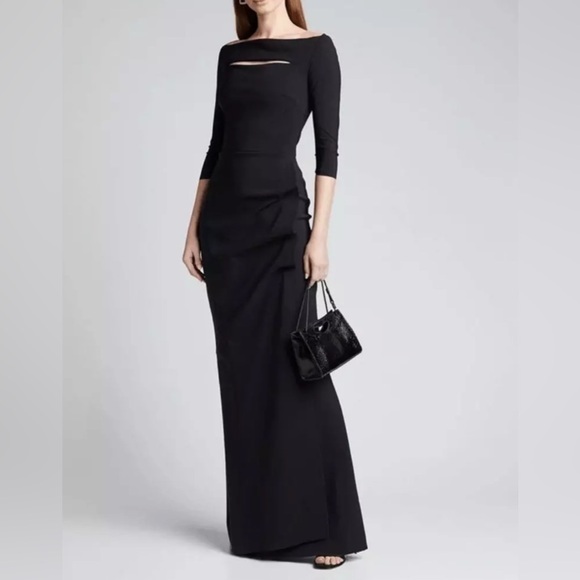 Chaira Boni La Petite Robe Size 42 • Kate Slit Boat Neck Black Long Gown Dress. - Picture 1 of 6